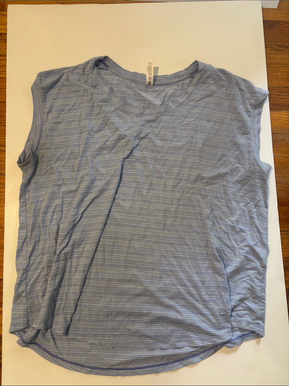 Athleta Light Blue Striped Muscle Tank